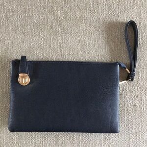 Elegant Navy Faux Leather Clutch